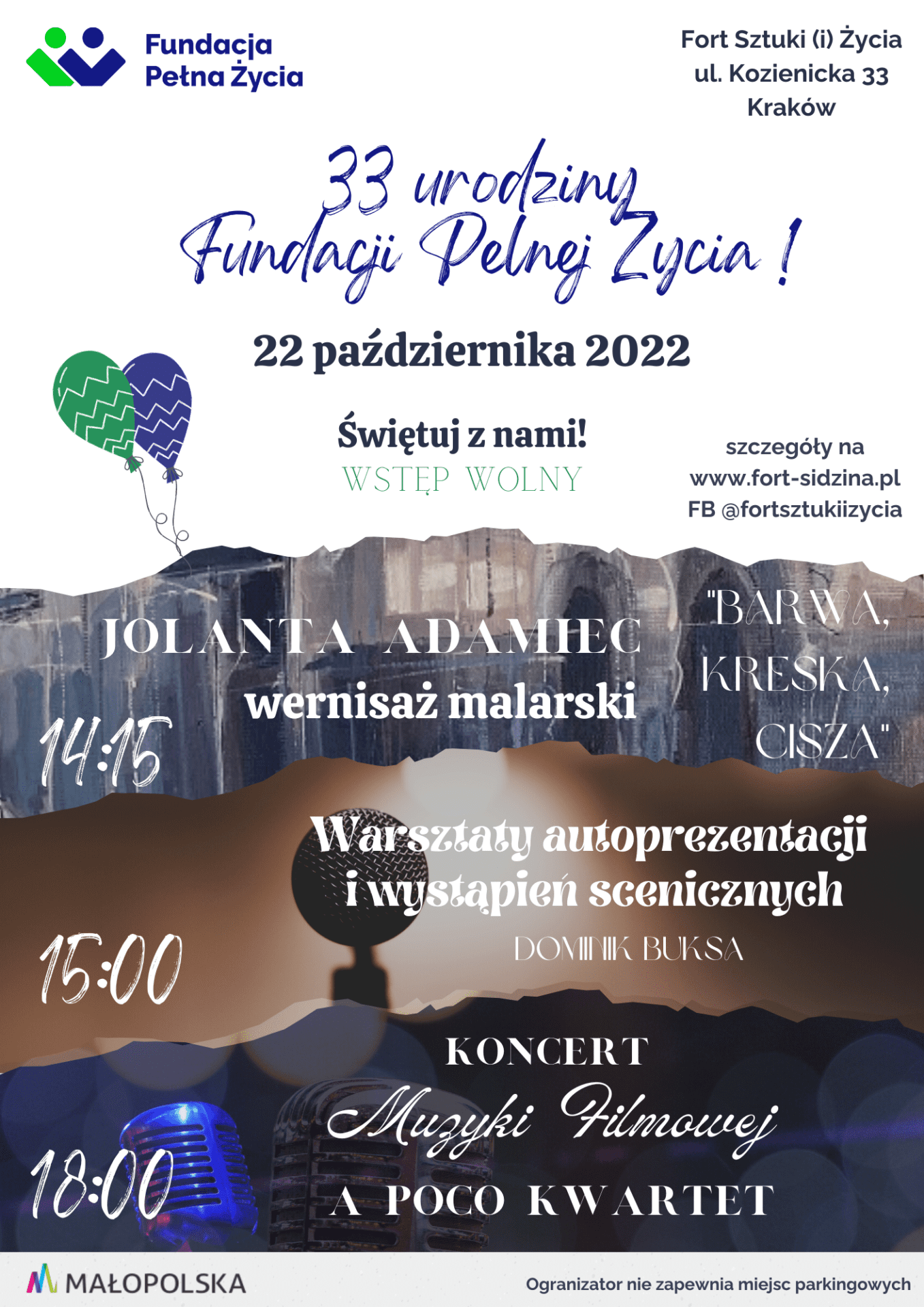 plakat promujący 33 urodziny Fundacji Pełnej Życia